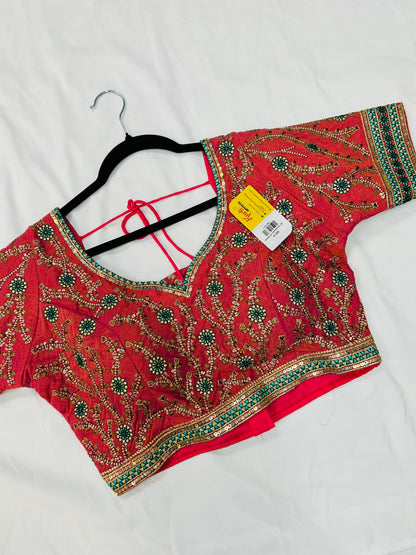 Pink Kanjeevaram silk blouse