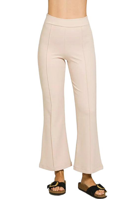 Zenana Heavy Ponte Elastic Waistband Pintuck Pants