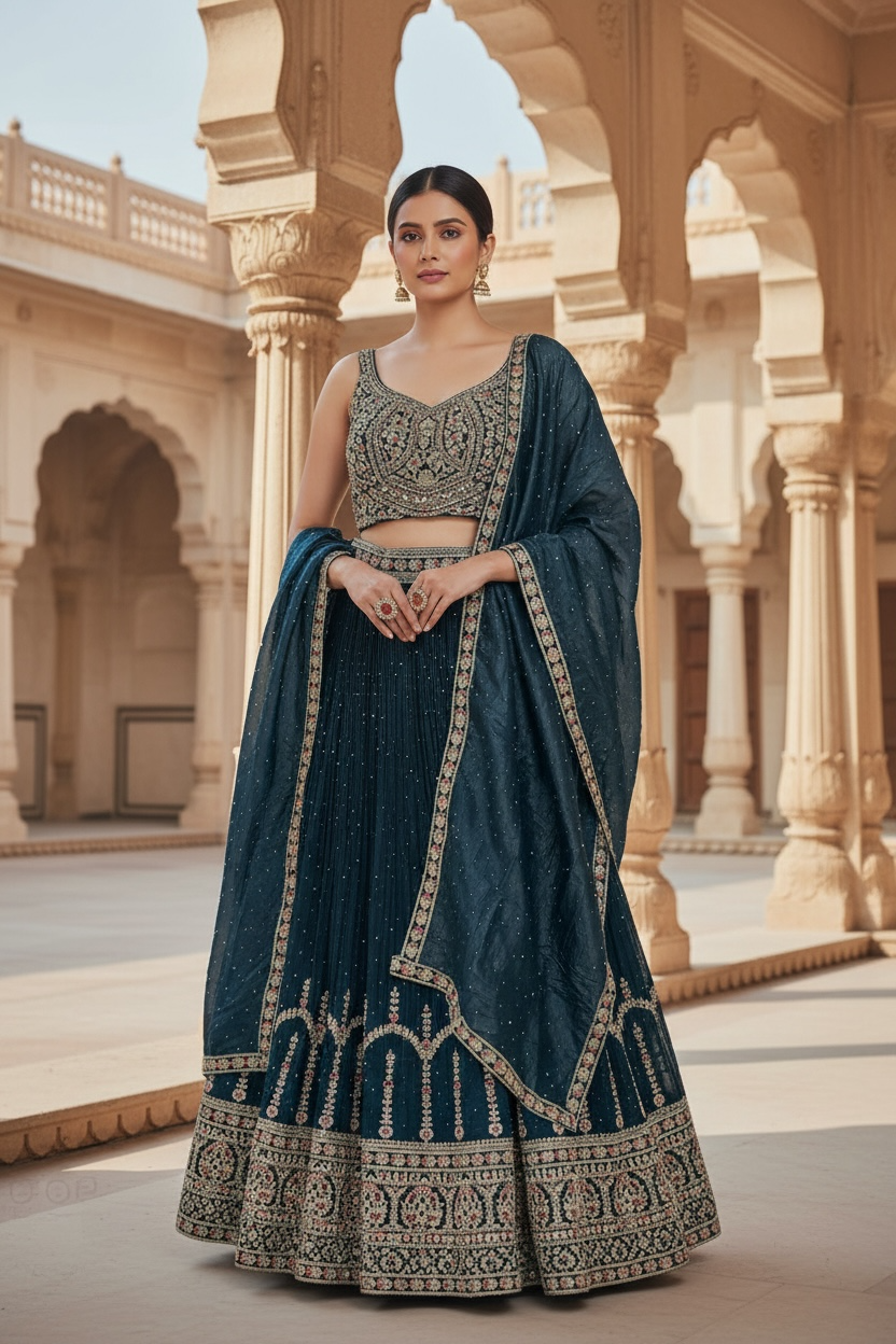 Dark grey lehenga set