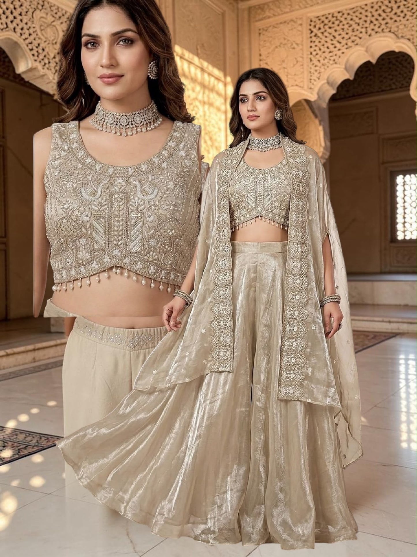 Golden plazzo set