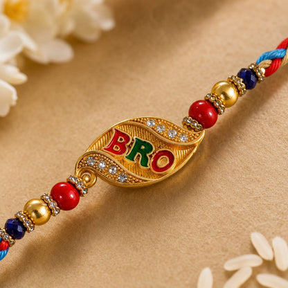 Premium Designer BRO Rakhi for Brother – Rakhi Thread, Rakhi Bracelet, Traditional Raksha Bandhan Gift for Bhaiya