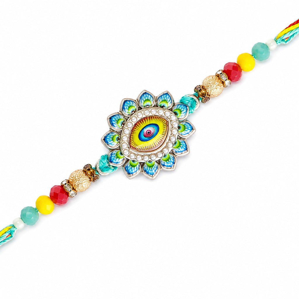Premium Designer Evil Eye Rakhi for Brother – Rakhi Thread, Rakhi Bracelet, Traditional Raksha Bandhan Gift for Bhaiya