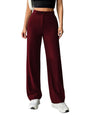 Toochki Straight Pants Trousers for Women with High Waist, Formal Pant for Women Office Wear with Wide Waistband Wine