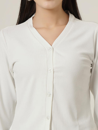 Style Quotient Women White Knit Button Down Shrug