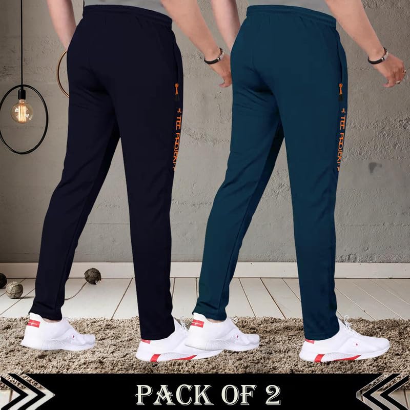 Tee Projekt Lycra Combo Soild & Zippered Pockets Style Regular Fit Track Pant for Men Jogger, Gym Wear, Yoga