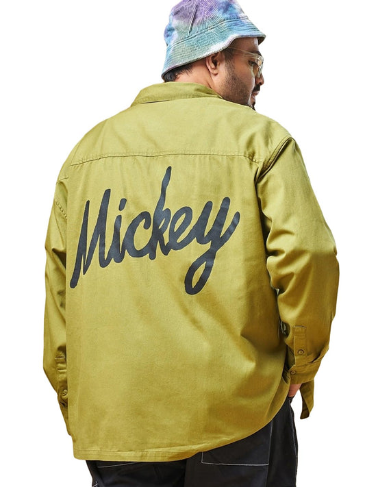 Bewakoof Official Disney Merchandise Mens Graphic Printed Oversized Fit Full Sleeve Collared 100% Cotton Plus Size Shirt_ 60446