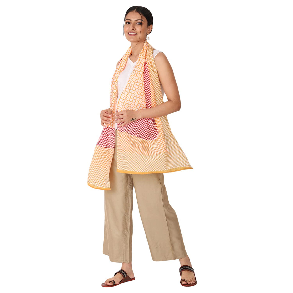 Fabindia Viscose Yellow Women Stoles (Yellow-Free Size-10692518)