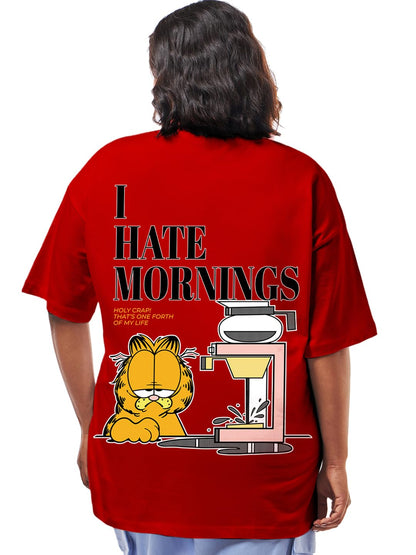 Bewakoof Official Garfield Merchandise Womens Graphic Print Oversized Fit Half Sleeve Round Neck Cotton Plus Size T-Shirt_63413
