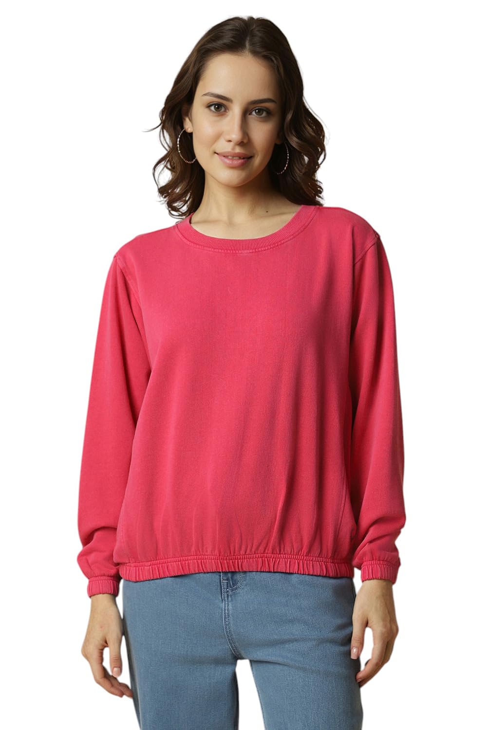 Allen Solly Women Regular Fit Solid Full Sleeve Round Neck T-Shirt