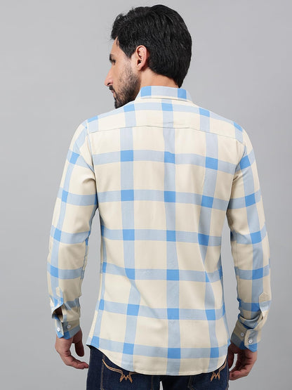 Besix MenS Cream Rayon Printed Regular Fit Summer Shirt For Man - Poket, Full Sleeves, Spread Collar For Stylish Summer - Daily