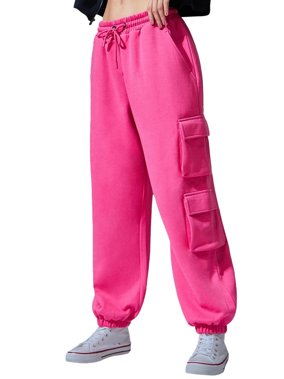 Bewakoof Women Solid Super Loose Fit Cotton Blend Joggers_624645_Pink_Xs