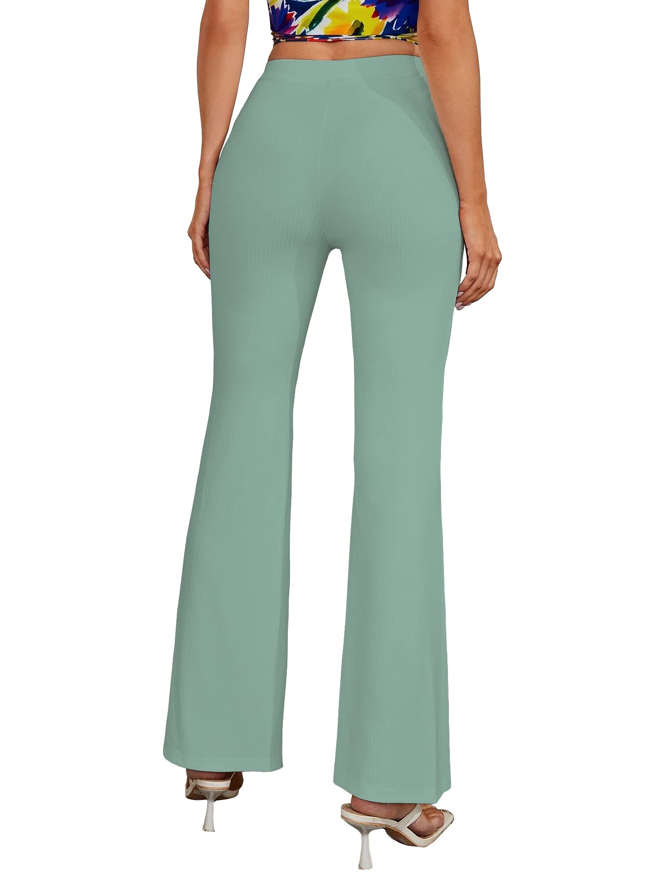 Shasmi Light Teal Womens Yoga Dress Pants Stretchy Work Slacks Business Casual Office Bell-Bottom/Boot-Cut Elastic Waist Regula