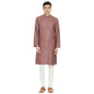 Fabindia MenS Viscose Silk Printed Slim Kurta_Purple_S