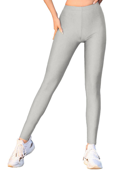 Shasmi Girls & Womens Shimmer Silver Color Solid Knitted Tailored Cut & Slim Fit Stretchable Nylon Elasthane Fabric Ankle Leng