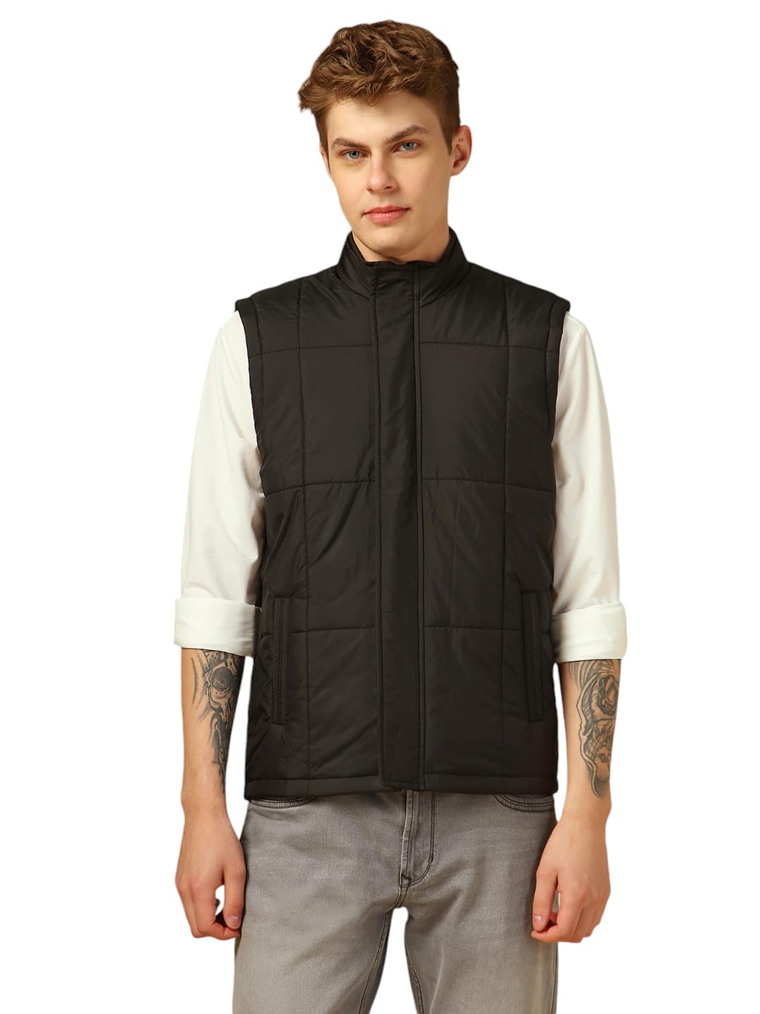 Dennis Lingo Men Regular Fit Polyester Sleeveless Solid Jackets