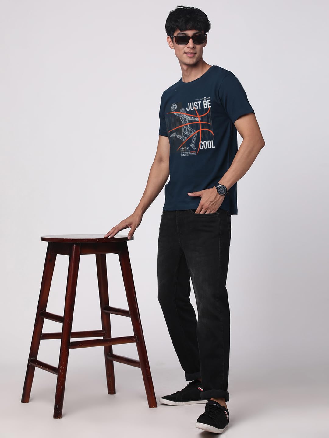 ADRO Men's Graphic Printed 100% Cotton T-Shirt - Regular Fit, Printed T-Shirts for Men (RN24-BCL-SB_Teal)