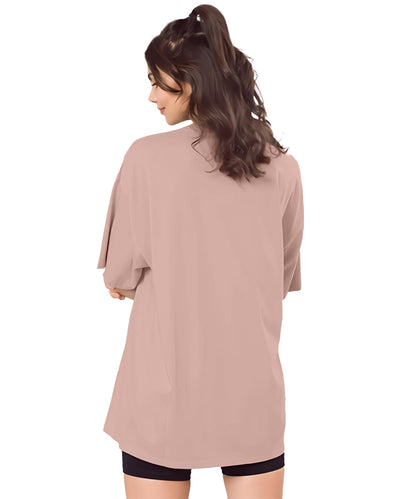SHODOX Womens Cotton Blend Oversized Drop Shoulder Solid T-Shirt(Pack of 1)