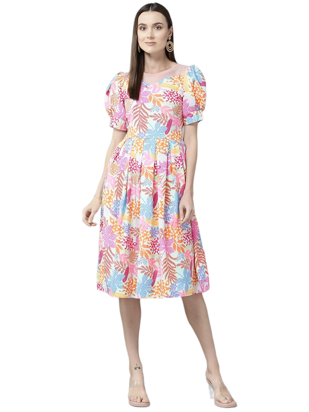 Aarika Womens Multi Colour Polyester Printed Middi (MD-W-082-MULTI-S)