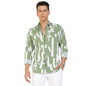 Campus Sutra Mens Sage Green Abstract Print Shirt for Casual Wear | Spread Collar | Long Sleeve | Button Closure | Heavy Rayon