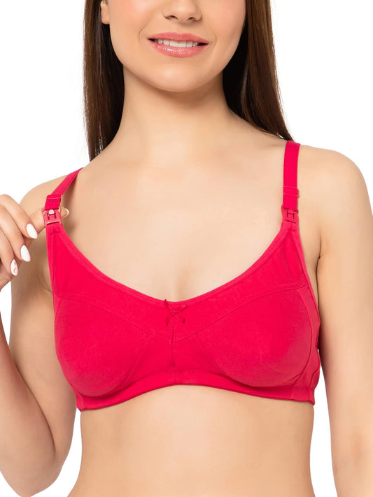 Clovia Womens Cotton Non-Padded Non-Wired Full Cup Leak-Proof Maternity/Feeding/Nursing Bra (BR2089A14_Pink_38D)