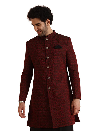 Kisah Sherwani Set For Men  Silk Blend Jacquard Indo Western Sherwani With Kurta And Trouser | Designer Ethnic Outfit For Weddin