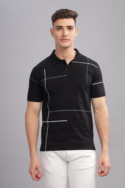 ADRO Men's Solid Regular Fit Polo Shirt (PNOP24-L1-BLWHGR_Black
