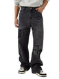 The Souled Store Denims: Bandana Patches Men and Boys Grey Straight Fit Cotton Jeans Casual Style Full-Length Comfortable Trouse