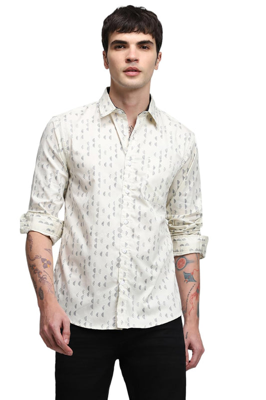 Dennis Lingo MenS Off White Casual Shirt