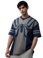 The Souled Store Spider-Man: Oscorp Suit Men and Boys Short Sleeves V-Neck Blue and Grey Printed Cotton Breathable Lightweight A