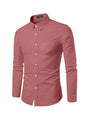Mildin MenS Regular Cotton Blend Pink Slim Fit Solid Button Down Spread Collar Full Sleeve Curved Hemline Formal Shirt With One