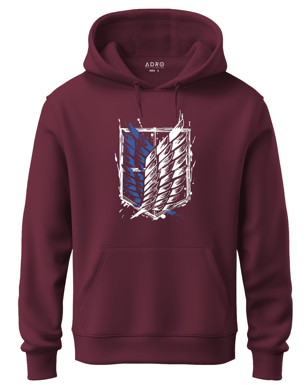 ADRO Men's Cotton Neck Hooded Sweatshirt (H22-M-AR2-MR_Maroon)