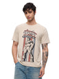 The Souled Store Captain America: Desi Vibe Men and Boys Short Sleeves Round Neck Beige Graphic Printed Regular Fit Cotton T-Shi