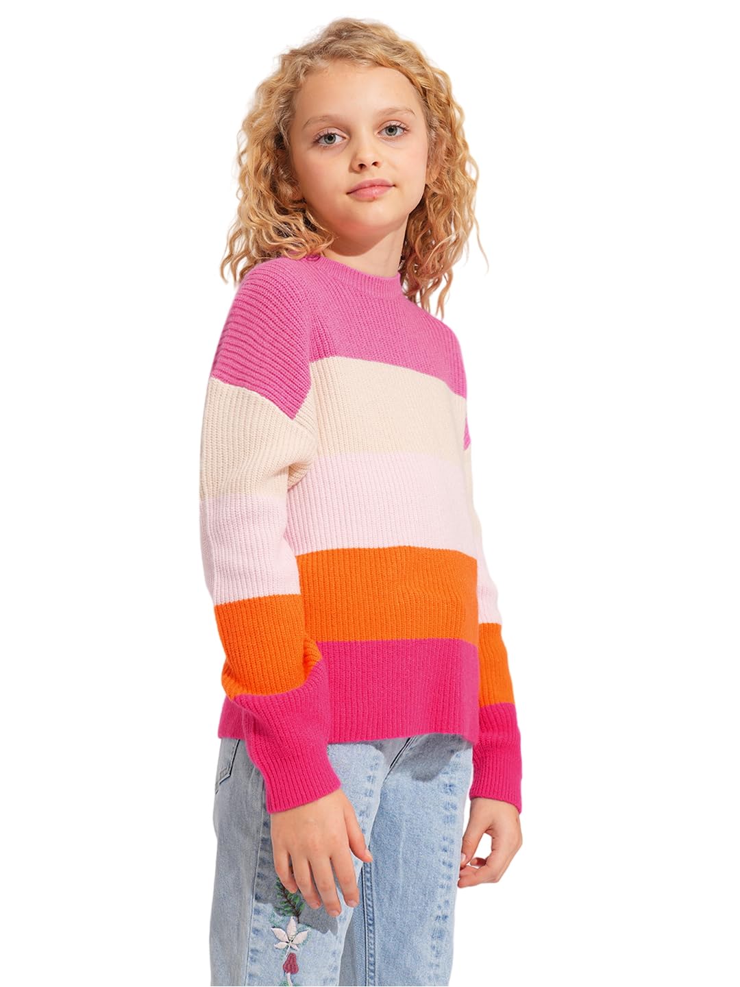 Vero Moda Girls Multicolor Colourblocked Pullover Sweater