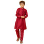 Bon Organik Red Silk Kurta With Pajama Set For Boy