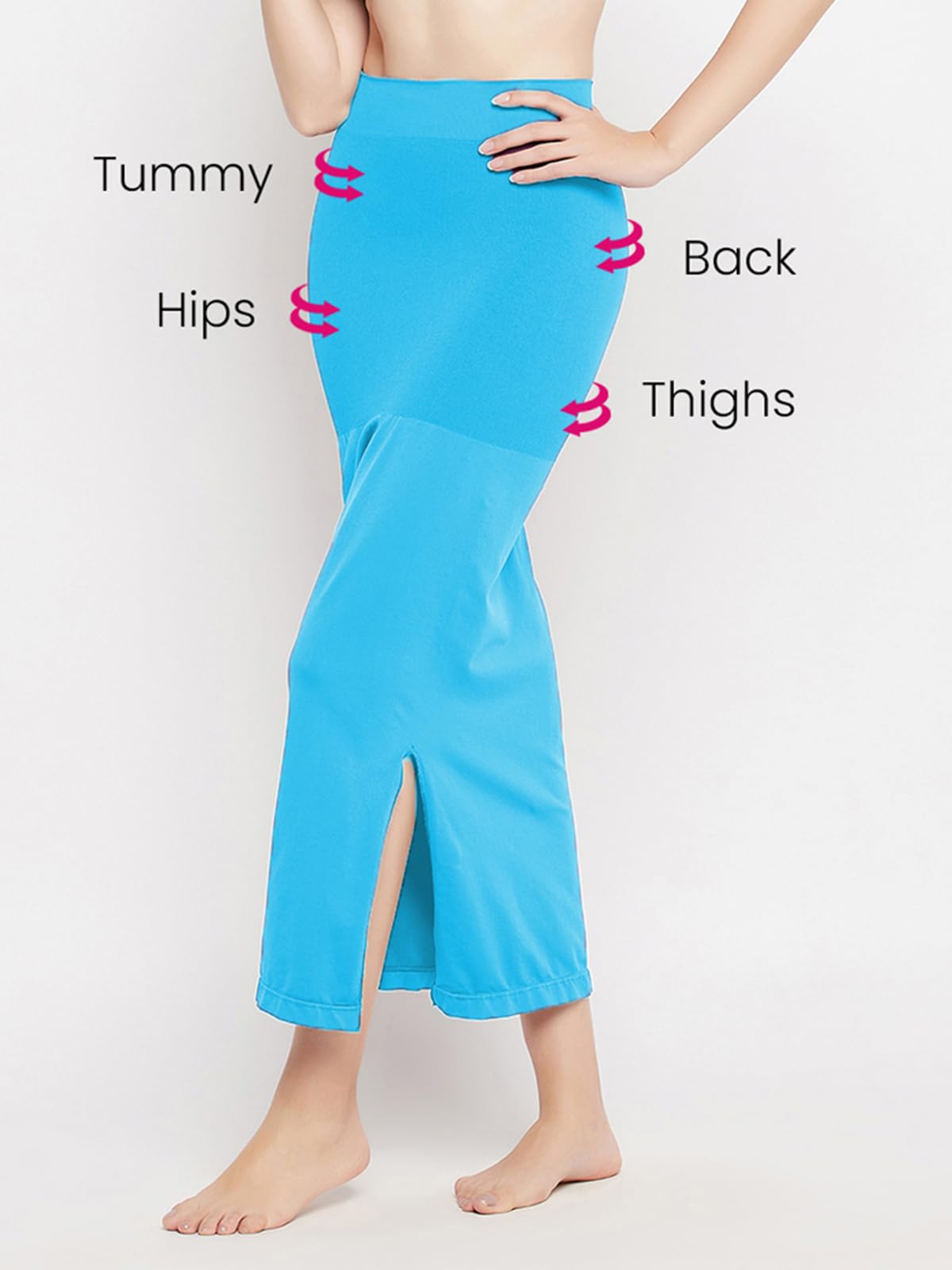 Clovia Womens Petticoat Style Saree Shapewear with Side Slit (SW0023P08_Blue)