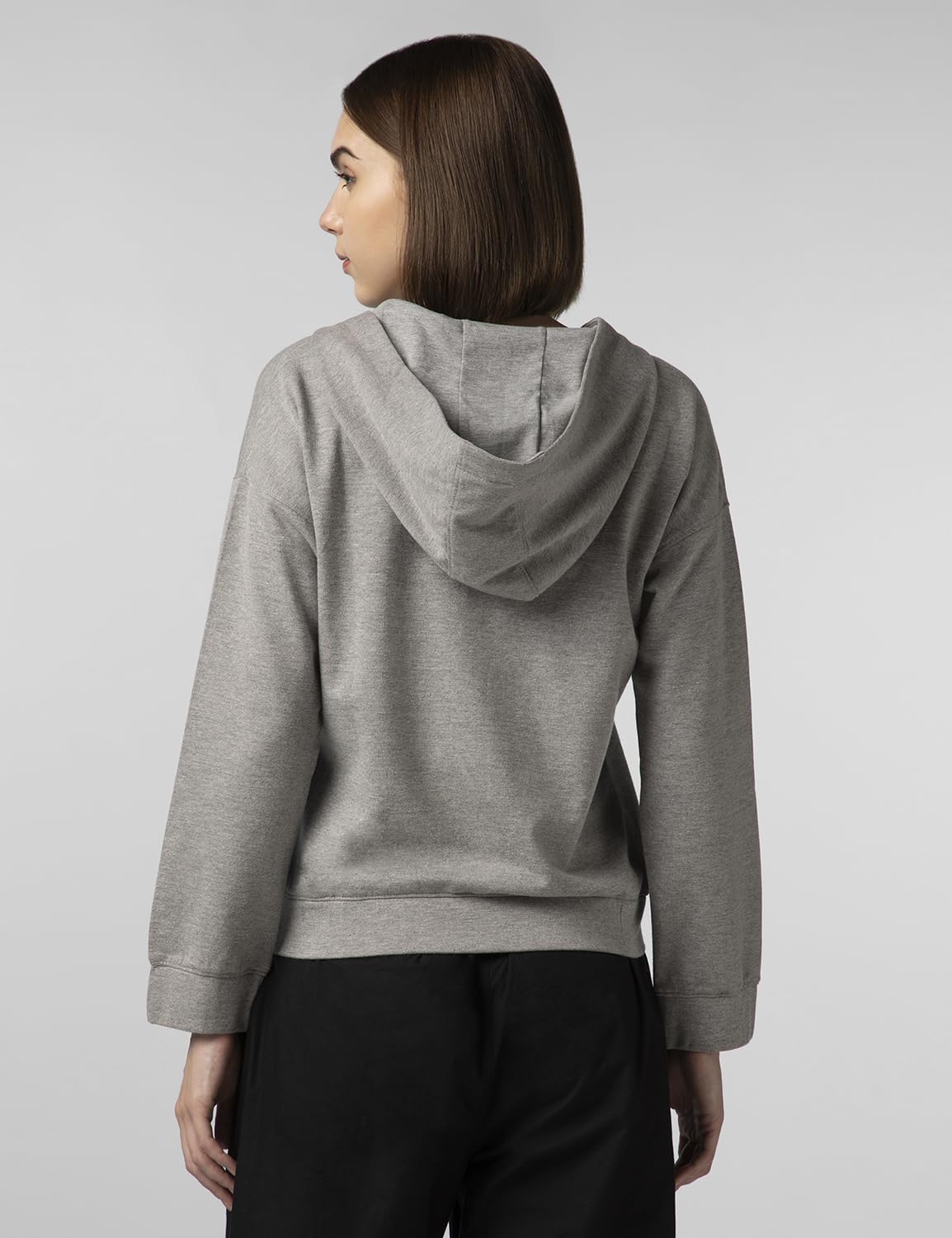 FYLTR Womens Drop Shoulder Hoodie with Lace Up Neck Detailing & Contrast Drawcord