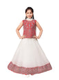Aarika Girls Ethnic Wear Red Colour Zari Thread Mirror Embroidery Silk Lehenga Choli Set (5-11 Years)