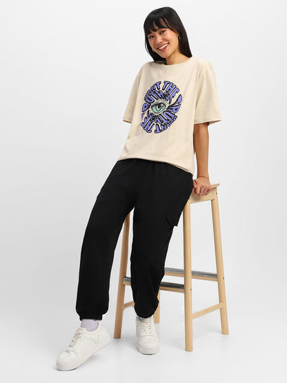 Juneberry Oversized Loose Baggy Fit Drop Shooulder Half Sleeves Pure Cotton Want The Truth White Swan Graphic Printed Cool Boyfr