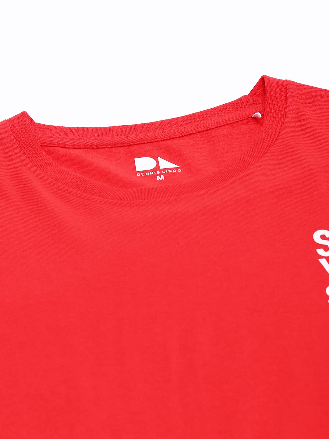 Dennis Lingo MenS Slim Fit Poly Cotton Solid Half Sleeves T-Shirt (Red)