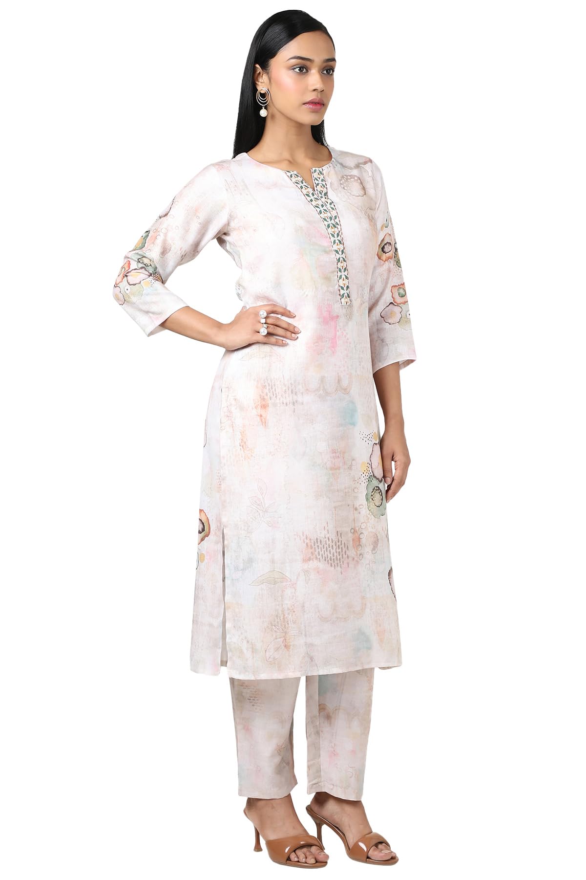 Soch WomenS Linen Kurta Set (Cws5Ks10696A_Beige