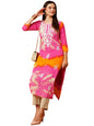 GoSriKi Women's Printed Georgette Straight Chikankari Embroidered Kurta