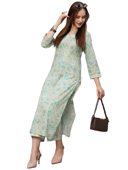 ANNI DESIGNER Women Cotton Kurta with Pant