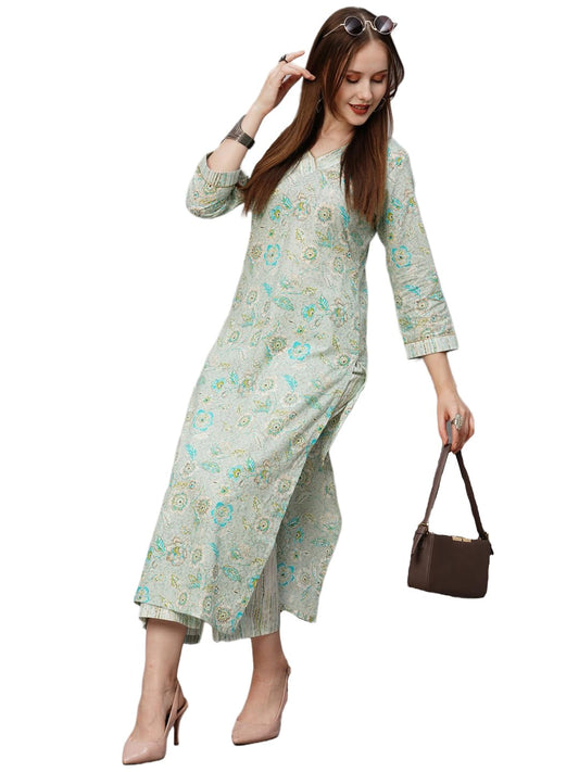 ANNI DESIGNER Women Cotton Kurta with Pant