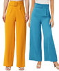 Kotty Pack Of 2 Women Flared Fit Multicolor Viscose Rayon Trousers