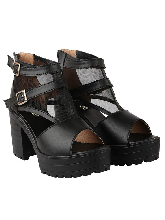 Shoetopia WomenS Block Heel Sandal/Black /Eu38 / Uk5