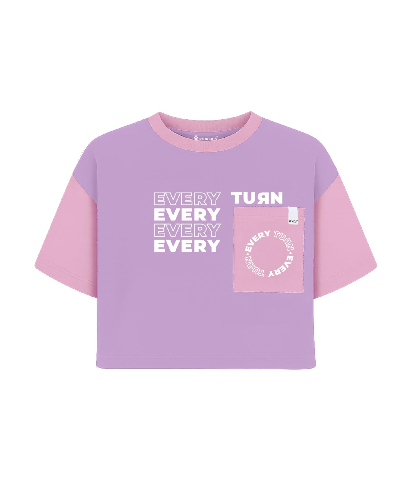 Kyda Kids Girls Printed Half Sleeve Cotton Crop Top (Pack Of 1) Lavender