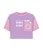 Kyda Kids Girls Printed Half Sleeve Cotton Crop Top (Pack Of 1) Lavender