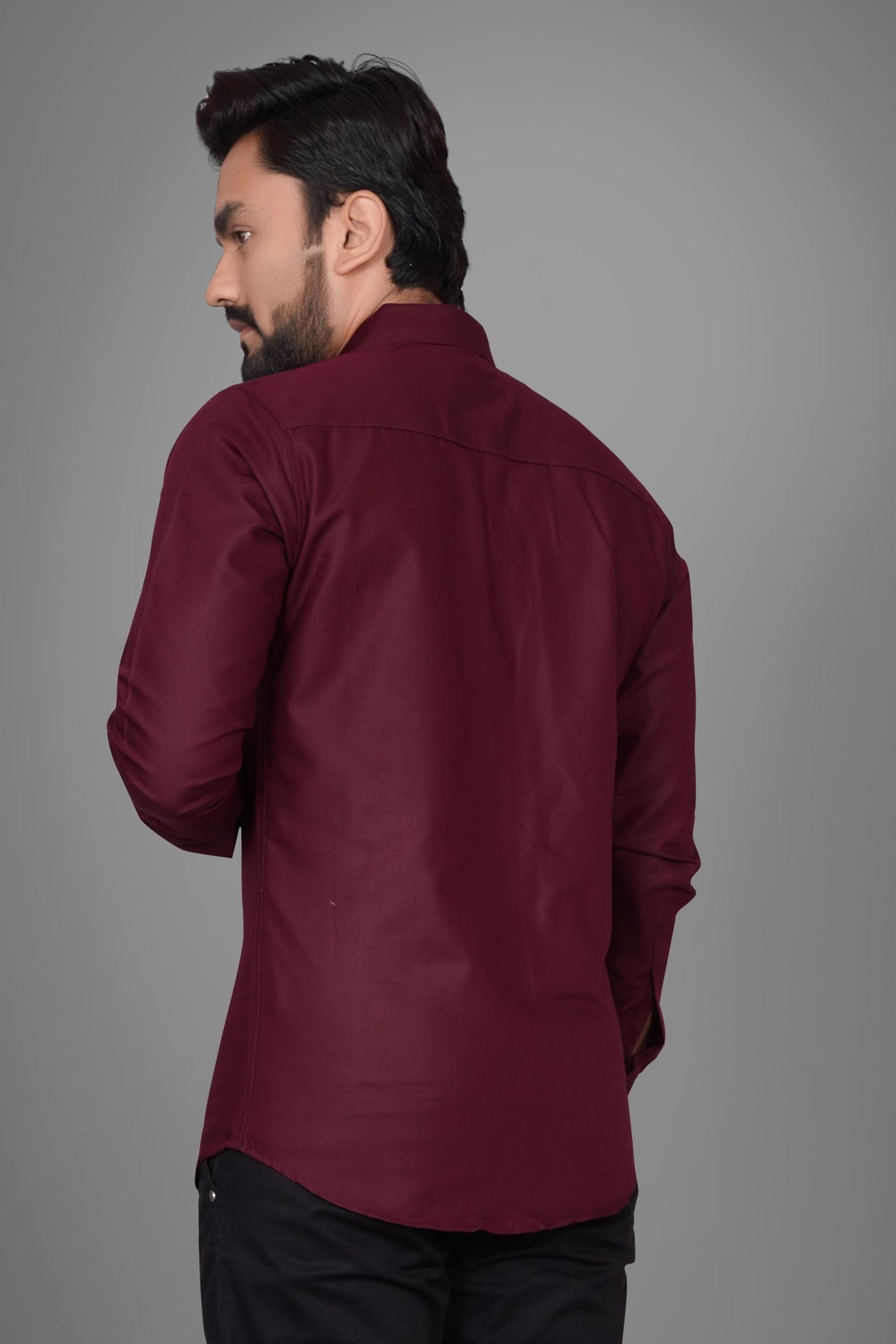 Besix MenS Cotton Blend Solid Shirt With Spread Collared Full Sleeve Button Closure Curved Hem Straight Length And One Pocket |
