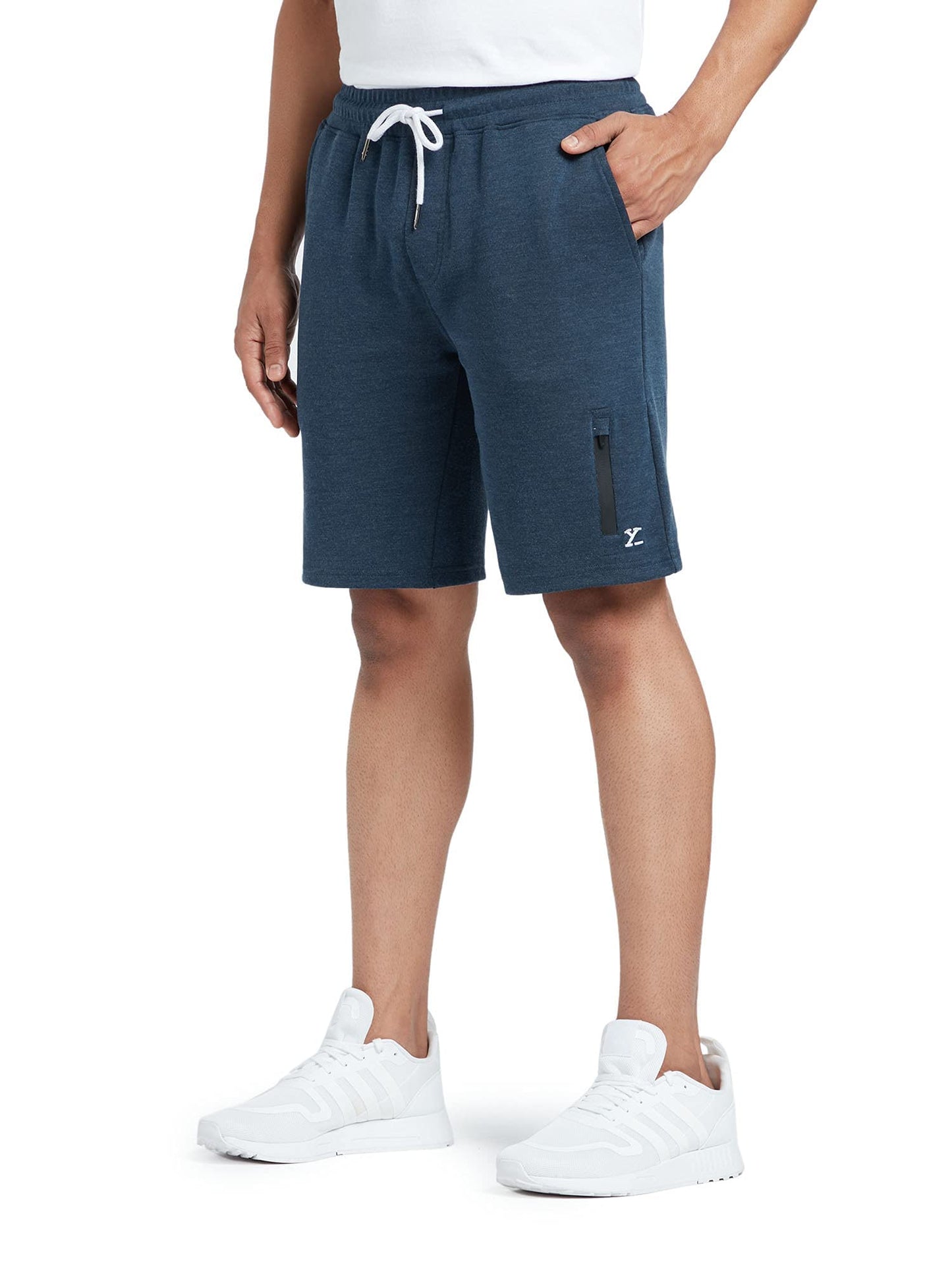 XYXX Athleisure Mens Cotton Melange Shorts | Ultra-Smooth Casual Everyday Wear | Tailored Relaxed Fit Solid Hype Shorts with Zi