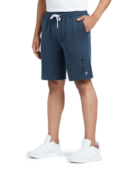 XYXX Athleisure Mens Cotton Melange Shorts | Ultra-Smooth Casual Everyday Wear | Tailored Relaxed Fit Solid Hype Shorts with Zi